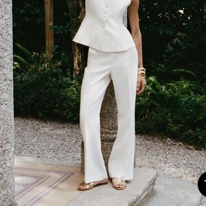 Zara Ivory Straight Leg Trousers